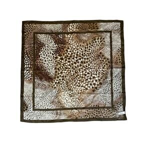 Adrienne Landau Studio Animal Print Polka Dot Square Silk Scarf 34” X 34”